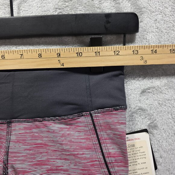 Lululemon Run Excel Crop Pants Womens 4 Pink Black Stripe Luxtreme Gel Pockets - Picture 7 of 10